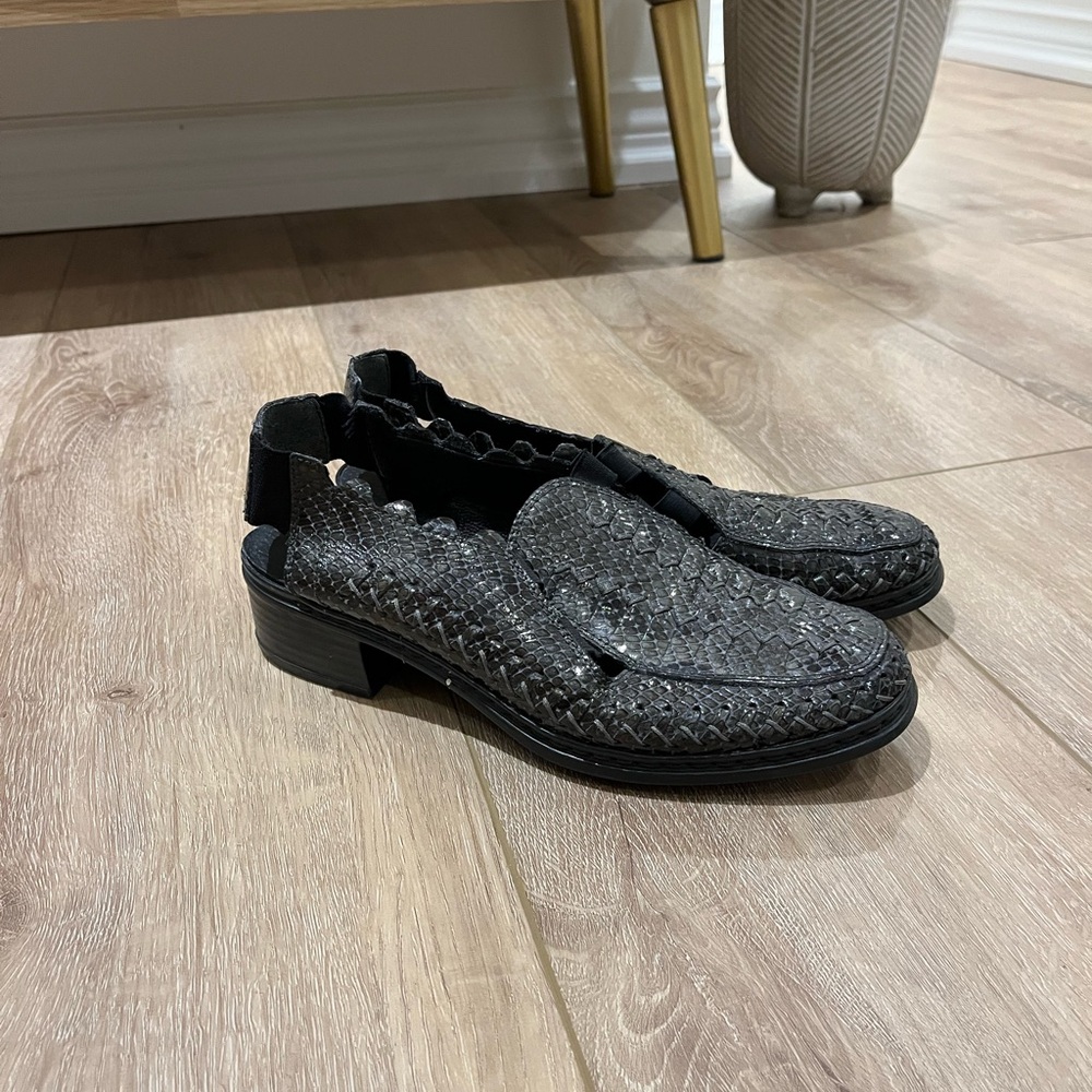 Rieker Black Textured Men's Slip-Ons